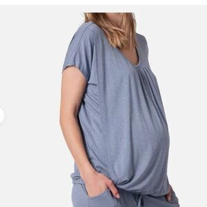 Seraphine Maternity Nursing Loungewear Top Size XXL Heather Blue Ultra-Soft NWT